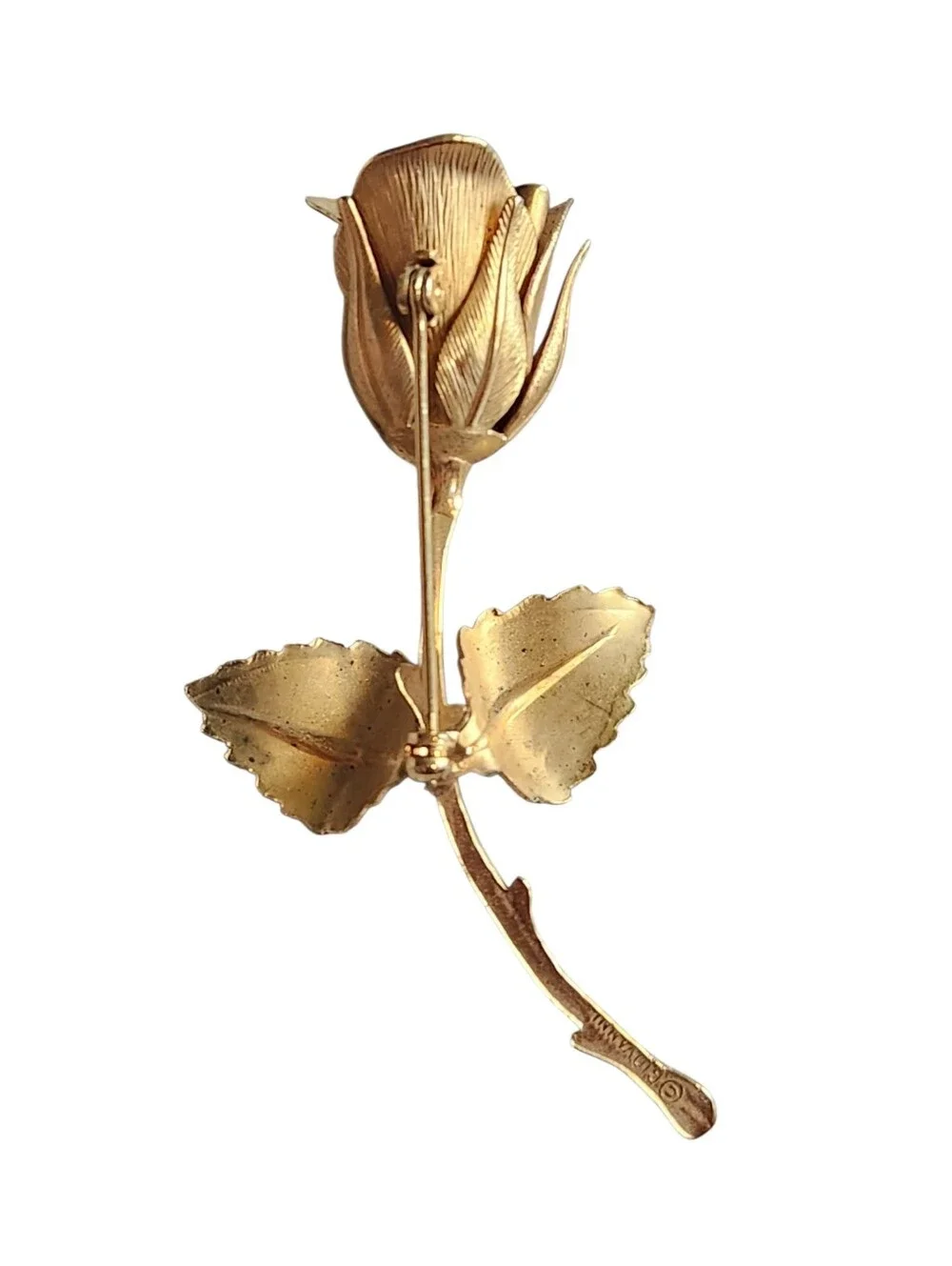 Vintage Giovanni Signed Gold Rose Brooch 1960s Mid Century Floral Botanical Pin‎